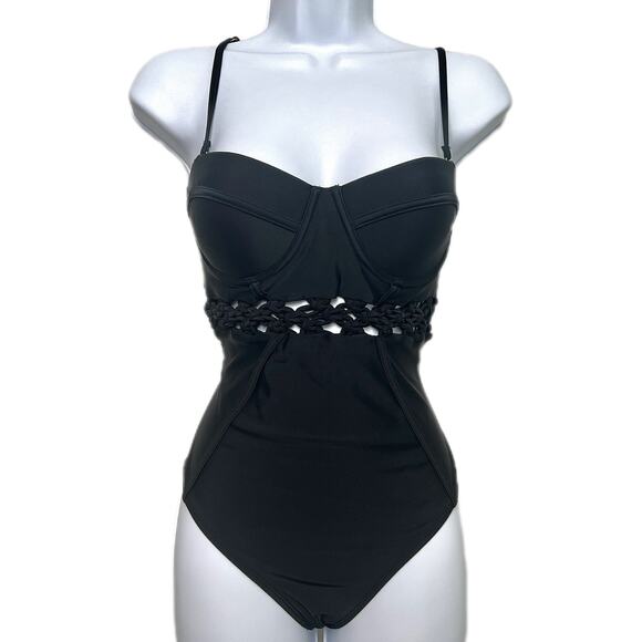 River Island Black One Piece Swimsuit/UK12/US8 - Picture 1 of 9